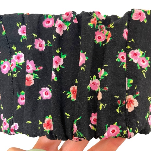 NWOT Zara Black/Pink Floral Corset Crop Top (S) - Picture 7 of 13